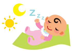 宝宝在妈妈的子宫里不分昼夜，所以在初生头一、两个月也一样，疲倦便睡觉
